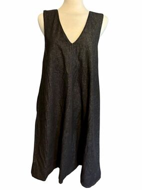 Linzi Black Sleeveless Denim Dress A-Line Pullover Style Women's Size Large